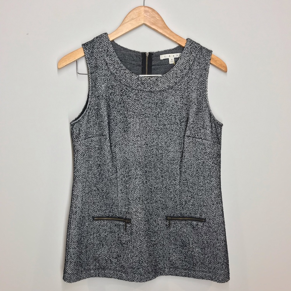 Cabi herringbone Gray Sleeveless top